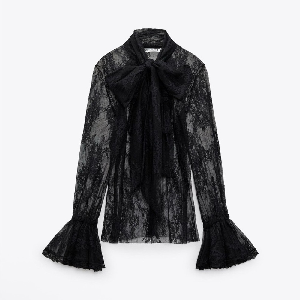 Zara Lace Blouse With Bow